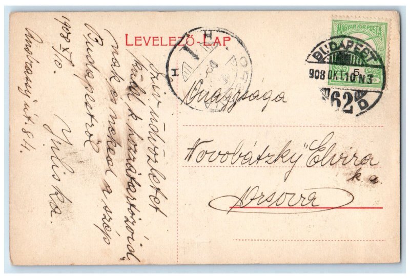 1908 Queen Elizabeth Bridge Budapest Hungary Antique Posted Postcard
