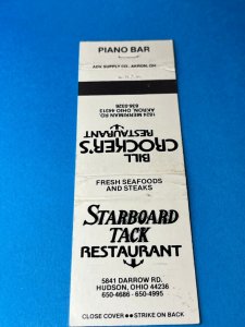 Matchbook Cover Starboard Tack & Bill Crockers  Restaurant Hudson Akron OH MB157