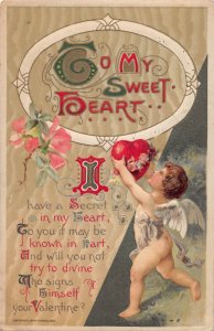 J82/ Valentine's Day Love c1910 Postcard John Winsch Cupid Heart 238