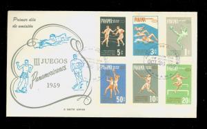 Panama #430-2,C224-6 1959 PanAmerican Games FDC Smith Cachet PH1286