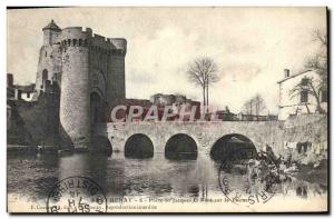 Old Postcard Parthenay Porte St Jacques and bridge on the Thouet