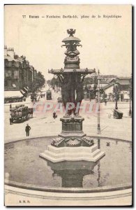 Reims Postcard Old Bartholdi Fountain Place de la Republique