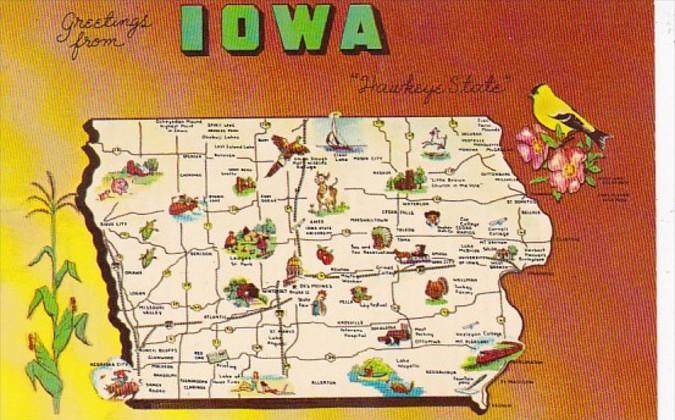 Greetings From Iowa With Map