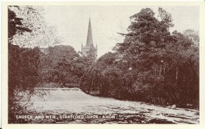 Warwickshire Postcard - Church and Weir - Stratford upon Avon   ZZ2456