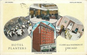 Postcard Illinois Chicago Hotel Planters Multi View Teich Interior 23-1176