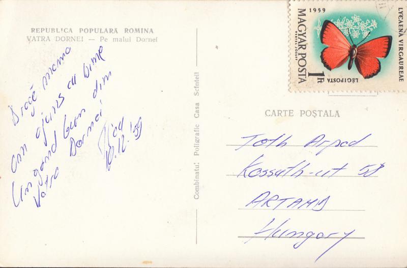 Romania Vatra Dornei butterfly stamp
