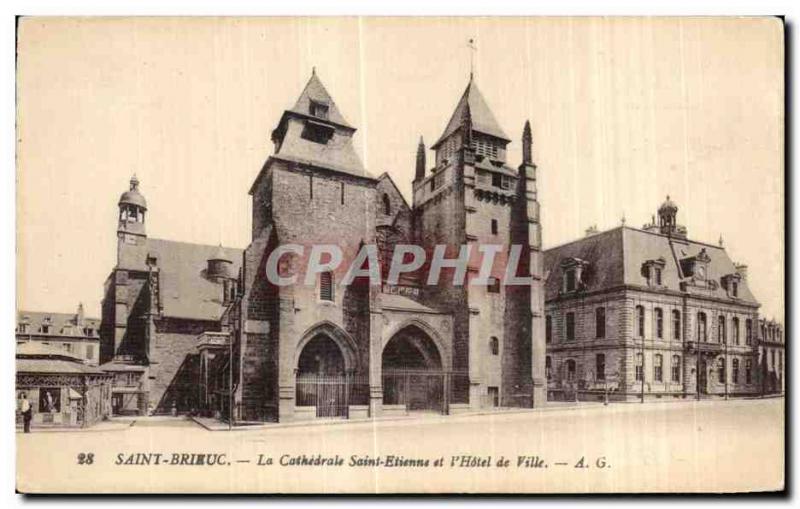 Postcard Old Saint Brieuc La Cathedrale Saint Btienne and The City Hotel