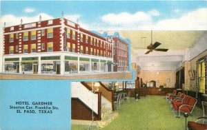 Postcard Texas El Paso Hotel Gardner interior entrance Kropp 23-9591