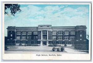 Norfolk Nebraska NE Postcard High School Building Scene Street c1930's Vintage