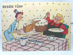 Vintage Postcard Bessie Turf Enjoying a Slice of Cake Dutch Comic Netherlands