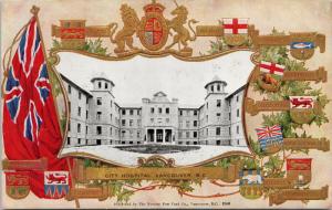 City Hospital Vancouver BC Patriotic Provincial Crest Flags Unused Postcard E43