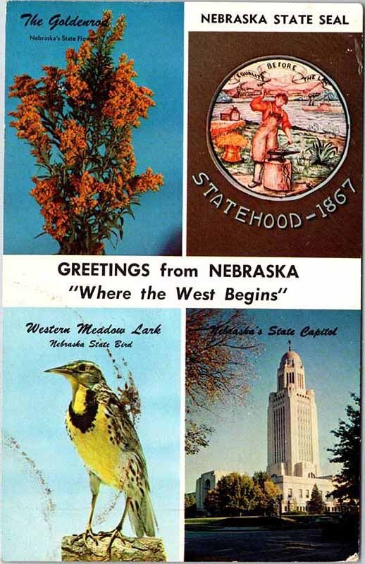 POSTCARD SCENE State Of Nebraska NE AO7849