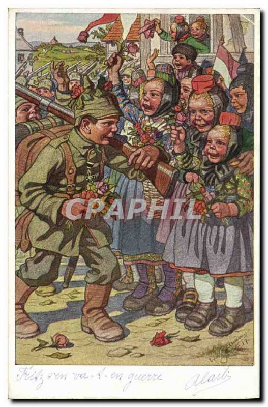 Old Postcard Militaria Illustrator Marisn