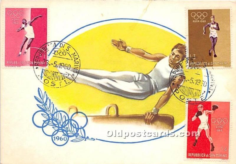Gymnastics Olympic 1960 Stamp on front 