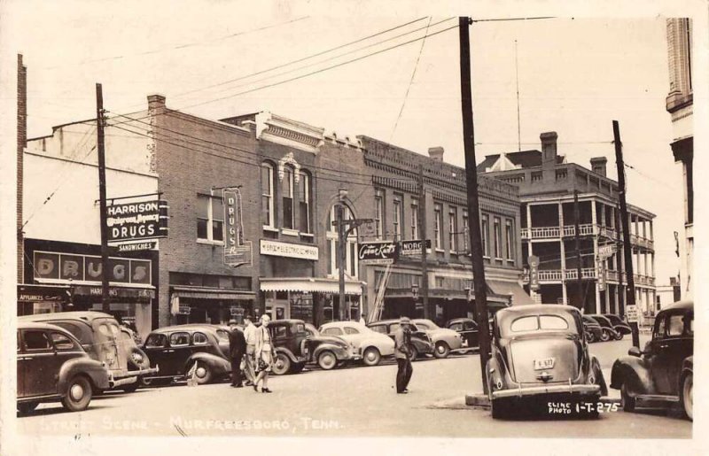 Murfreesboro Tennessee Street Scene Real Photo Vintage Postcard AA10417