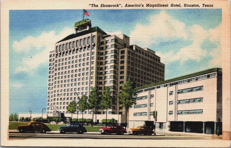 The Shamrock America's Magnificent Hotel Houston Texas Linen Postcard C104