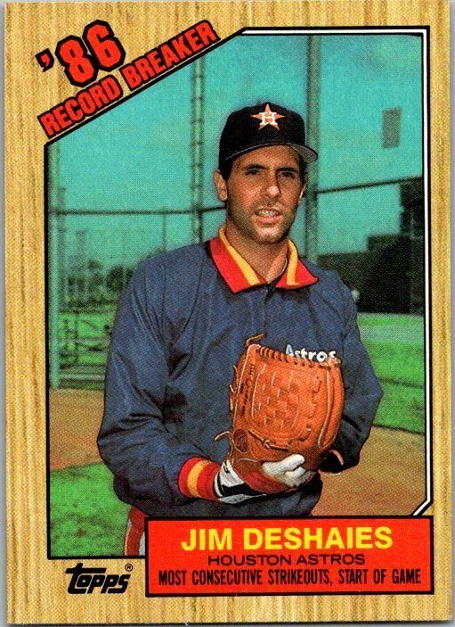 1987 Topps Baseball Card '86 Record Breaker Jim Deshaies Houston Astros ...