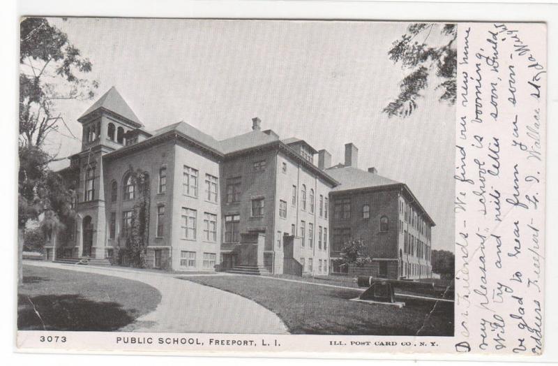 Public School Freeport Long Island New York 1905 postcard