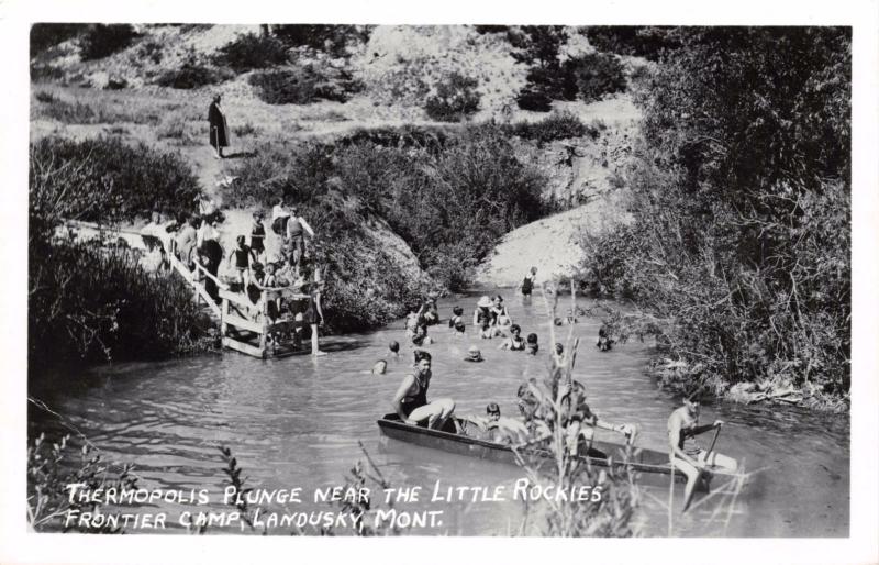 LANDUSKY MONTANA THERMOPOLIS PLUNGE~LITTLE ROCKIES FRONTIER REAL PHOTO POSTCARD