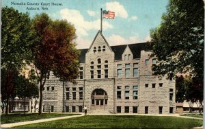 Vintage Nemaha County Court House Building Auburn Nebraska NE Antique Postcard