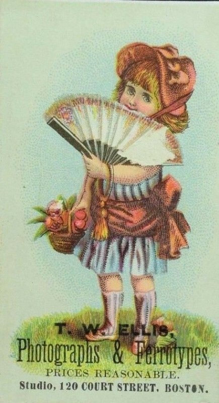 T. W Ellis Photographs & Ferrotypes Cute Child Holding Fan Nice! P78 