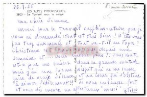 Old Postcard The Alps Picturesque Torrent under snow