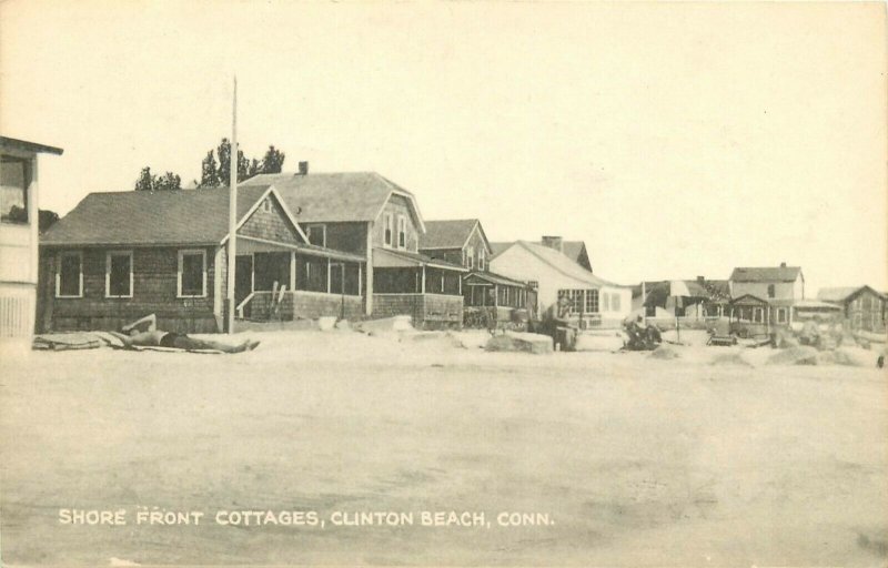 1952 Postmark Shore Front Cottages, Clinton Beach, CT Postcard