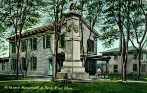 Circa 1910 Soldier's Monument Park Niles, OH Blue Sky Colorized P19