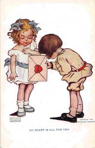 My Heart Is All For You Valentine Artist Signed Katharine Gassaway postcard