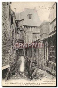 Old Postcard Caudebec en Caux Old houses in the street of the Shoe on the riv...