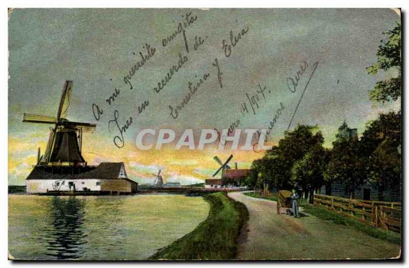 Postcard Old Windmill Zaandam