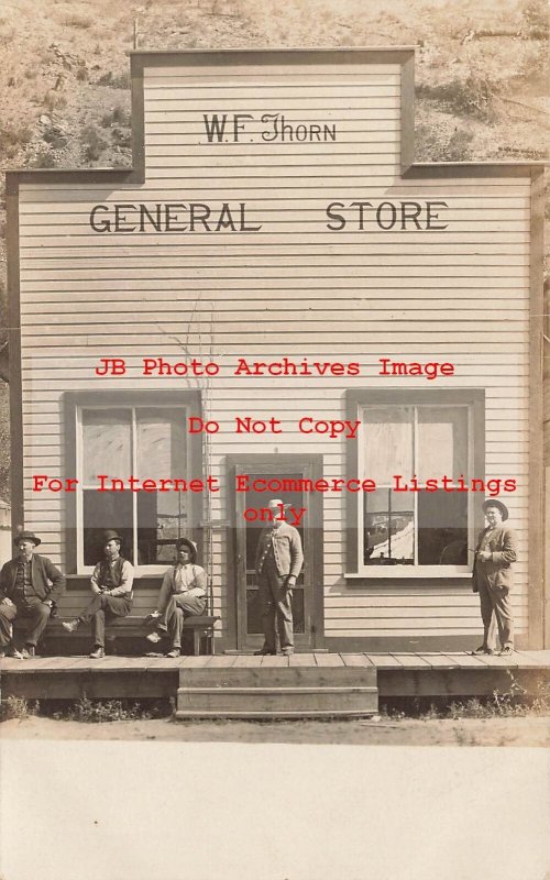 MT, Frenchtown, Montana, RPPC, W.F. Thorn General Store, Fish Photo