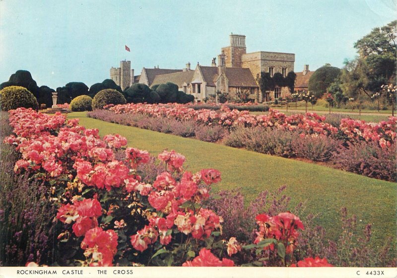 Postcard England Corby Rockingham Castle flower alley the Cross