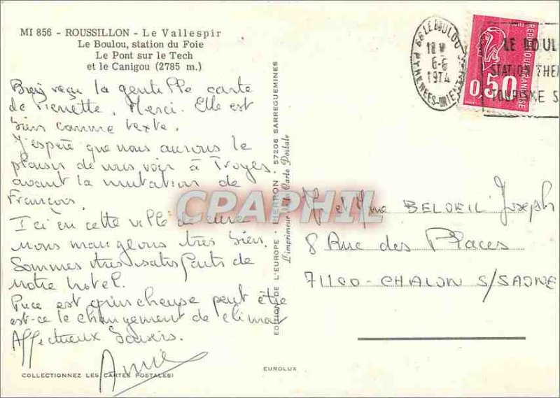 Postcard Modern Roussillon Vallespir The Bulu Station Liver The Bridge Tech a...