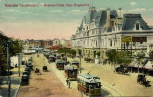 argentina, BUENOS AIRES, Estacion Constitucion, Station, Tram (1925) Postcard