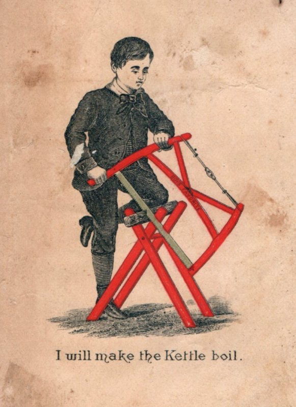 1870s-80s Boy's Saw & Buck Cut-I-Cure-U, Jr. Trade Card P180