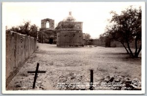 Nogales Arizona 1930s RPPC Real Photo Postcard Tumacacori Mission Churchyard