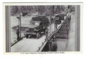 U.S. Army Engineers Constructing Portable Pontoon Bridge