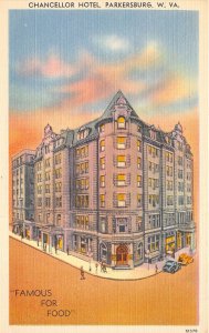 Parkersburg West Virginia 1940s Postcard Chancellor Hotel