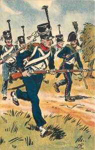 Postcard C-1910 French Military Legion Charge soldiers artist 23-11990
