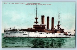 Maine ME Postcard USS Battleship Steamer WWII Navy Warship 1910 Vintage Antique