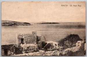 MALTA c1910 Postcard View Of St. Paul Bay