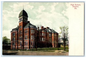 c1905 High School Building Campus Decatur Illinois IL Unposted Antique Postcard