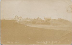 Sandy Lake AB Threshing in Alberta Farming Machinery Real Photo Postcard G82