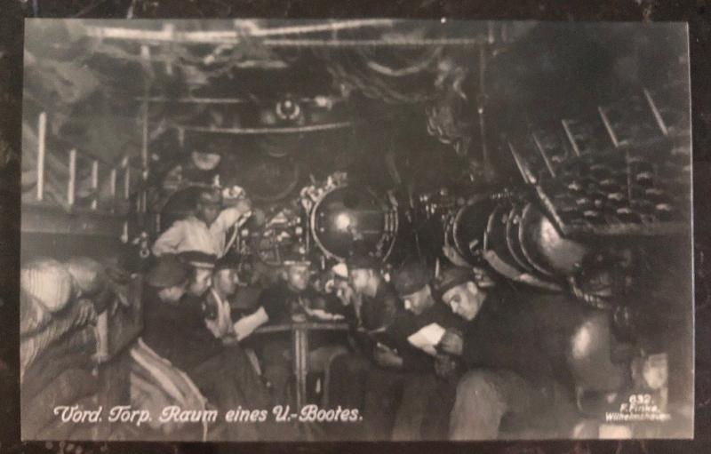 Mint WW1 Germany RPPC Real Picture Postcard U Boat Submarine Troop Room