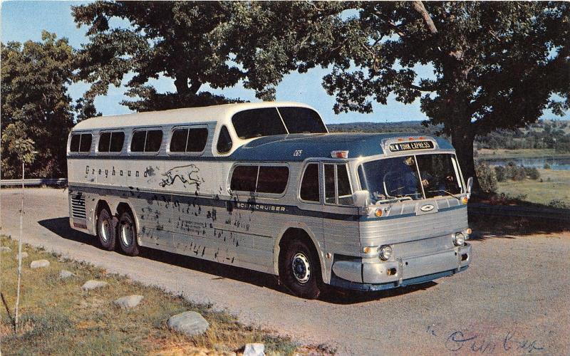 Greyhound Lines Scenicruiser Bus Traveling to New York City~1950s Postcard