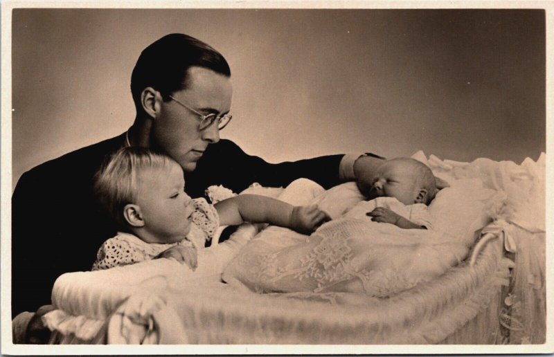 Royalty Prince Bernhard with His Children Vintage RPPC C198