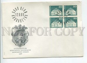445158 Switzerland 1968 FDC monuments definitive stamps Block of four stamps