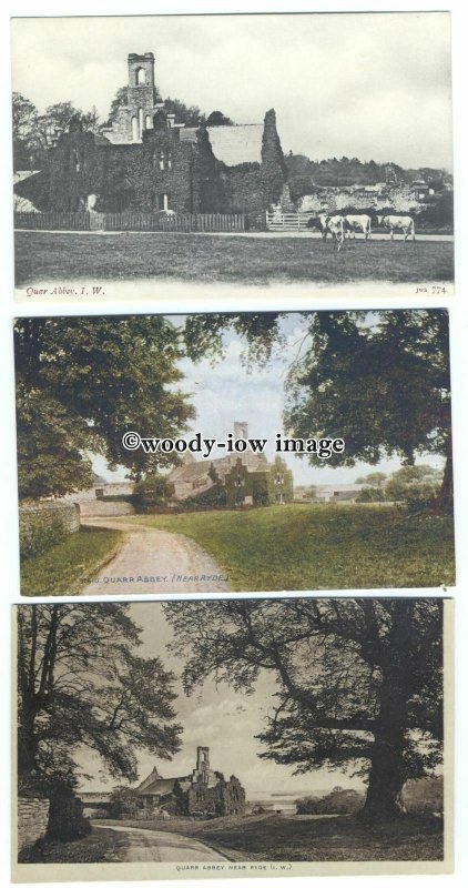 h1581 - Isle of Wight - Views of the Old Quarr Abbey Ruins, Ryde - 3 Postcards