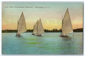 1940 Yacht Race Chautauqua Institution Chautauqua New York  Handcolored Postcard